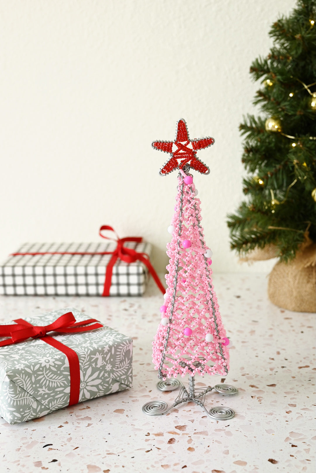 Sugarplum Pink Beaded Christmas Tree