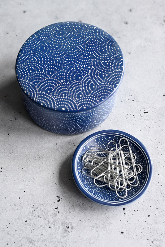 Blue Deco Dot Soapstone Round Dish