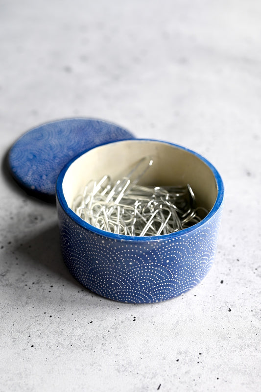 Blue Deco Dot Soapstone Desktop Box