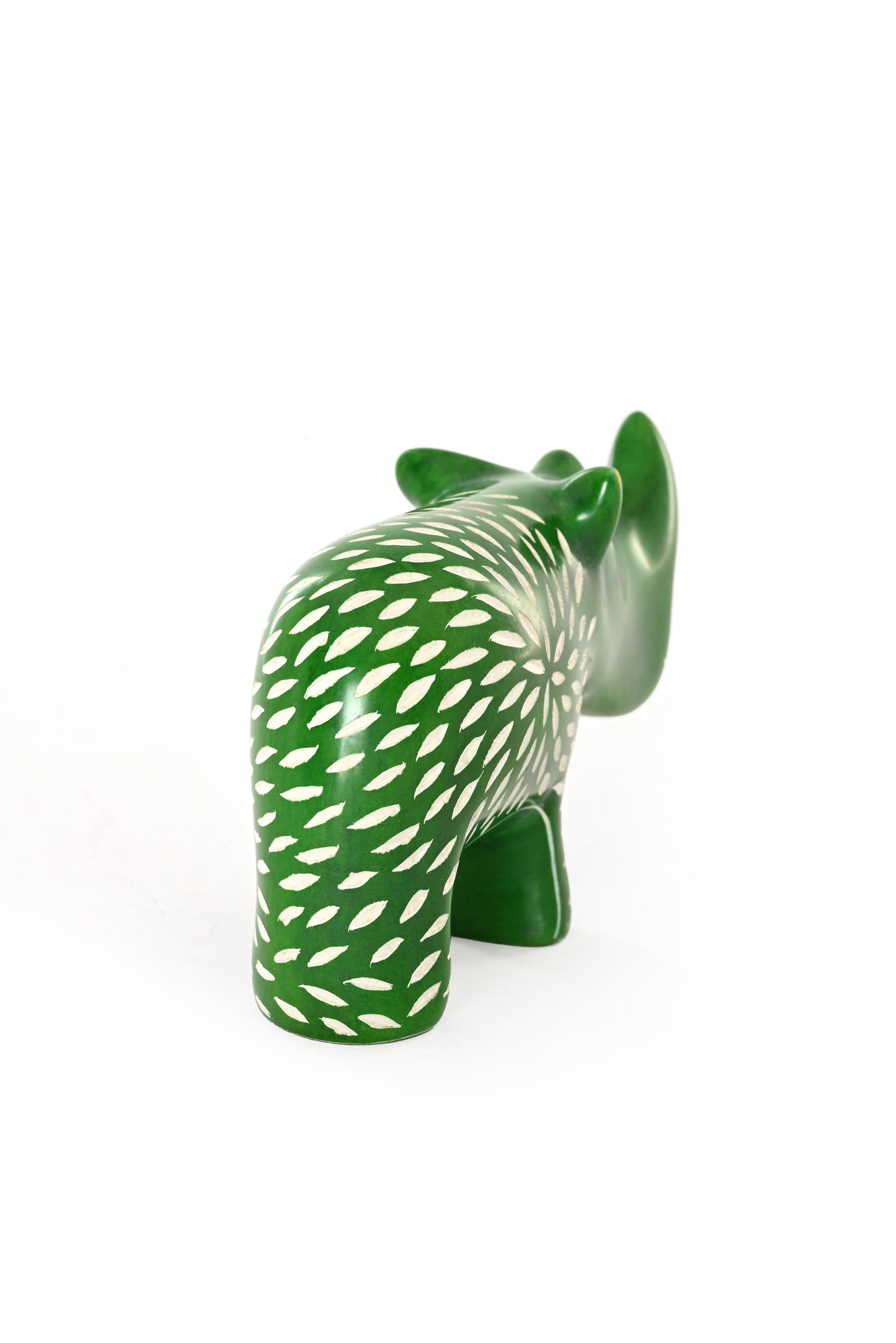 Botanical Green Soapstone Rhino Sculpture