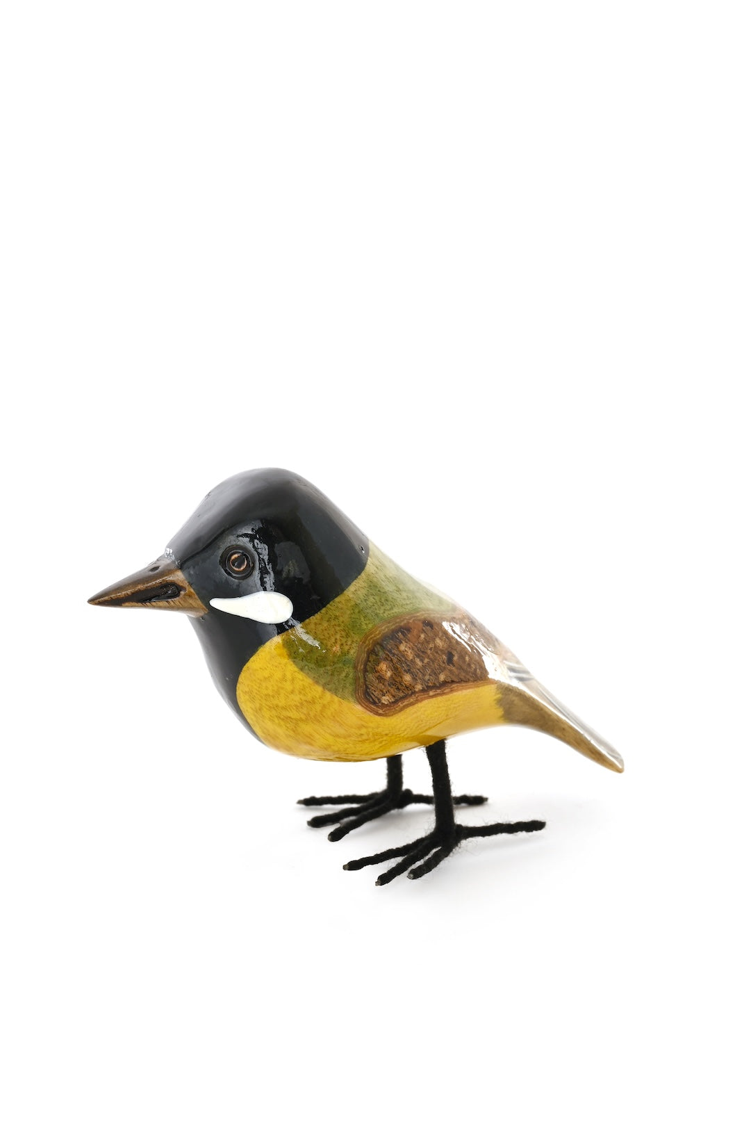 Small Jacaranda Wood Great Tit Bird Sculpture