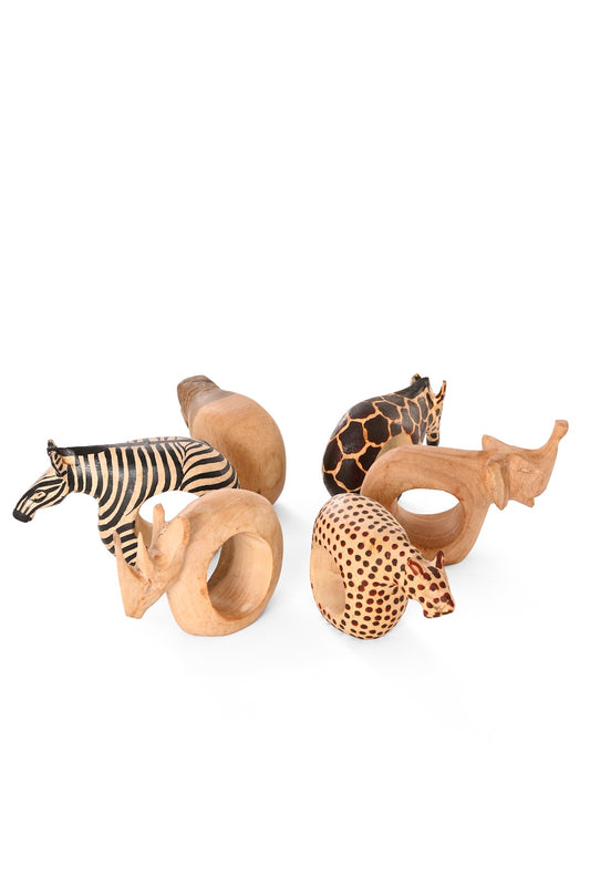Set of SIX Plump Safari Animal Napkin Rings