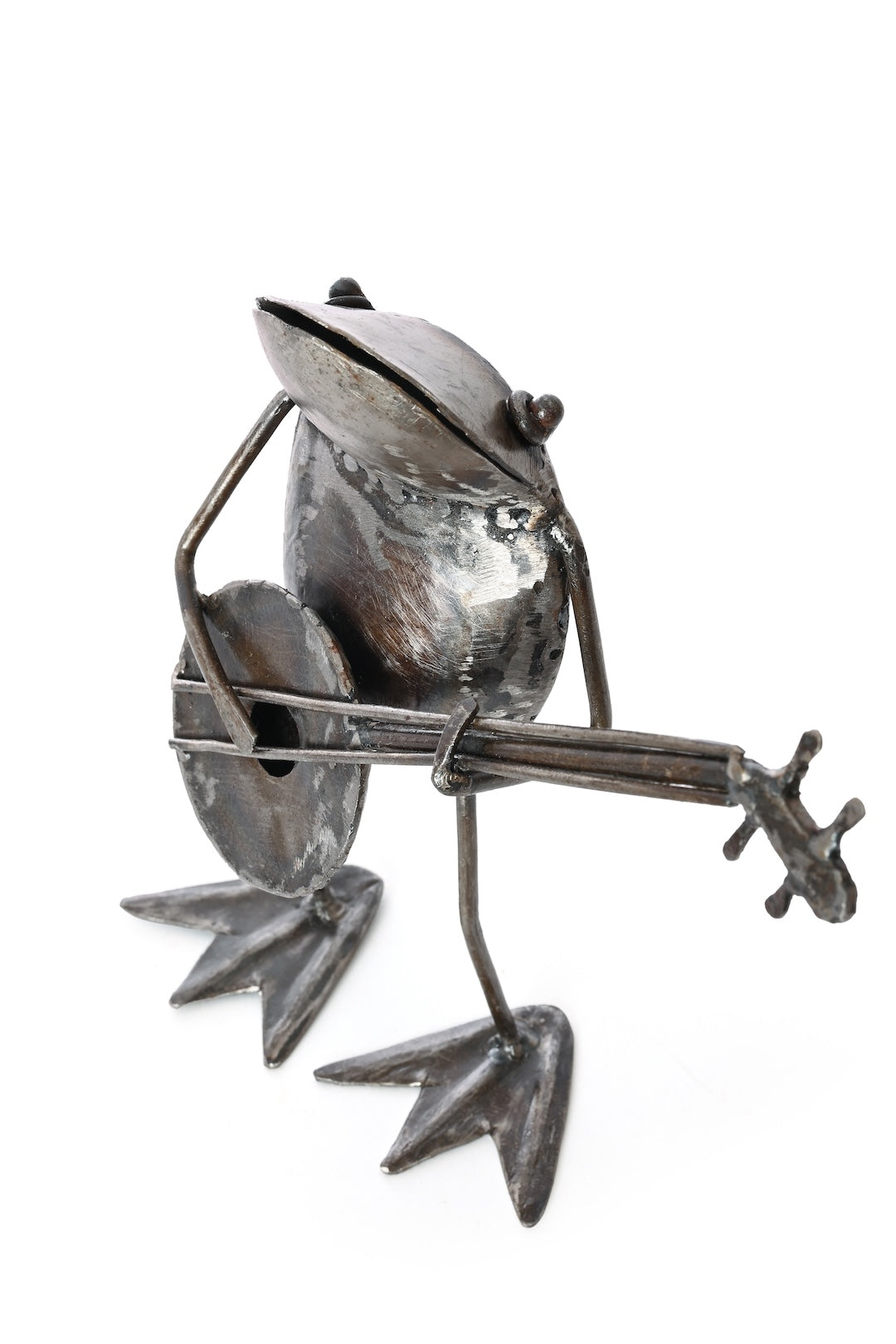 Banjo Playing Frog Metal Sculpture