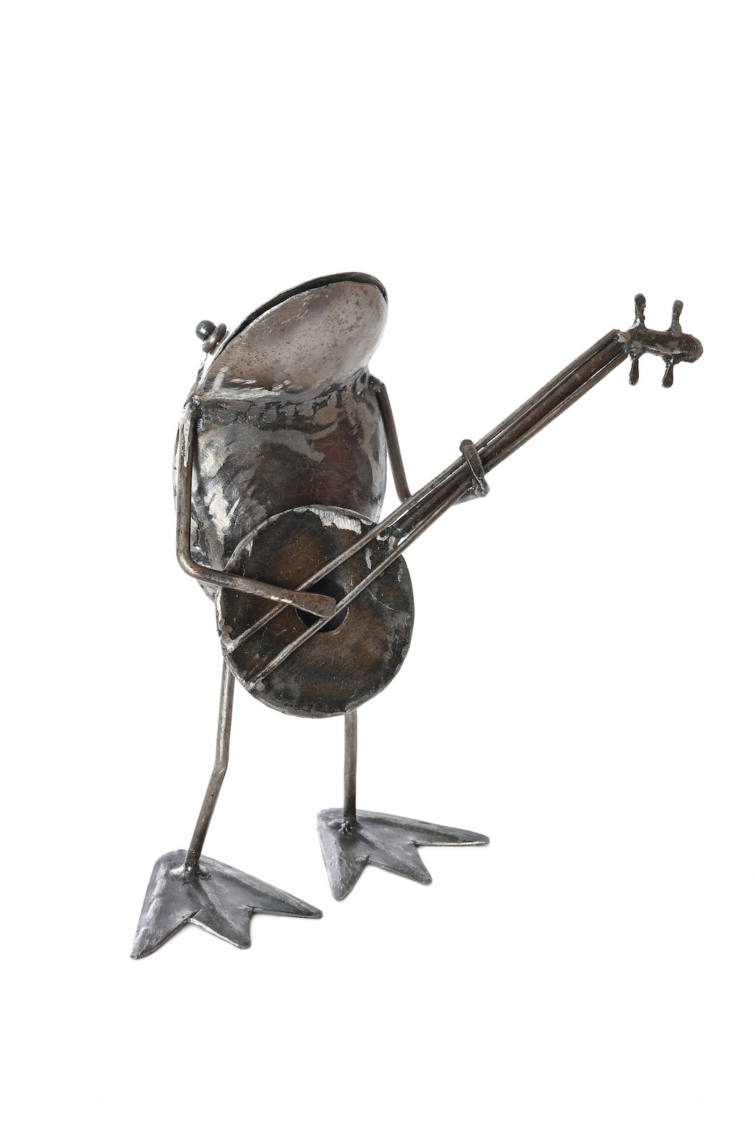 Banjo Playing Frog Metal Sculpture