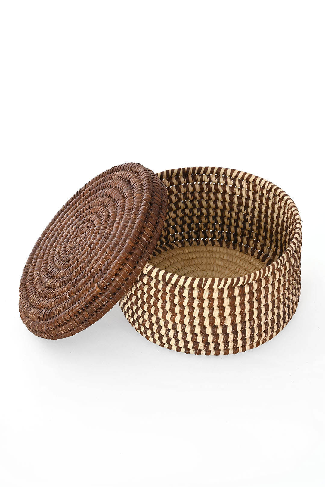 Turkana Brown and Natural Lidded Sewing Basket