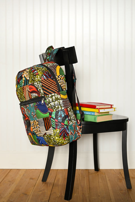 Wax Cloth Patchwork Backpack - Large