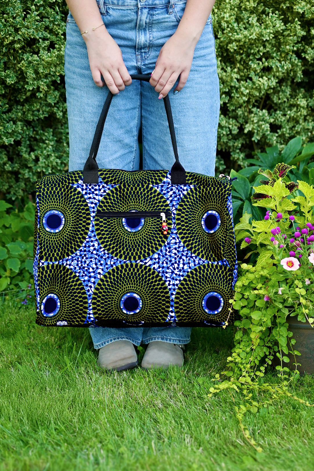 African Wax Cloth Overnighter Duffle Bag - One of a Kind