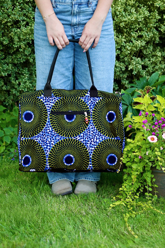 African Wax Cloth Overnighter Duffle Bag - One of a Kind