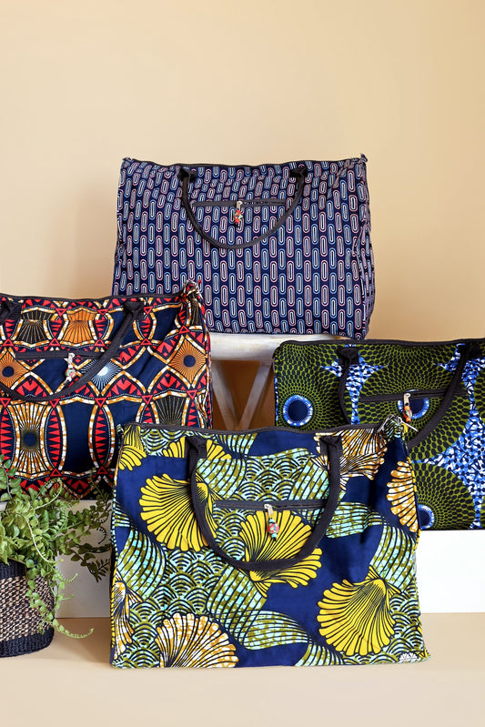 African Wax Cloth Overnighter Duffle Bag - One of a Kind