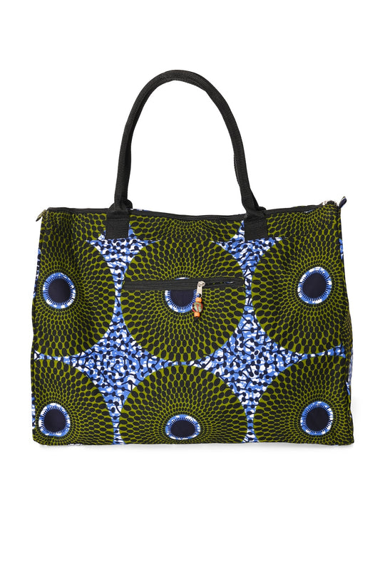 African Wax Cloth Overnighter Duffle Bag - One of a Kind