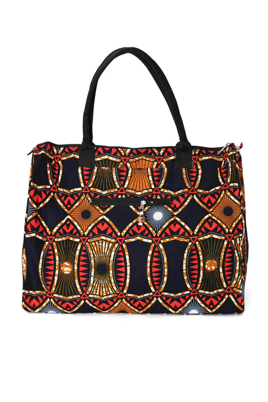 African Wax Cloth Overnighter Duffle Bag - One of a Kind