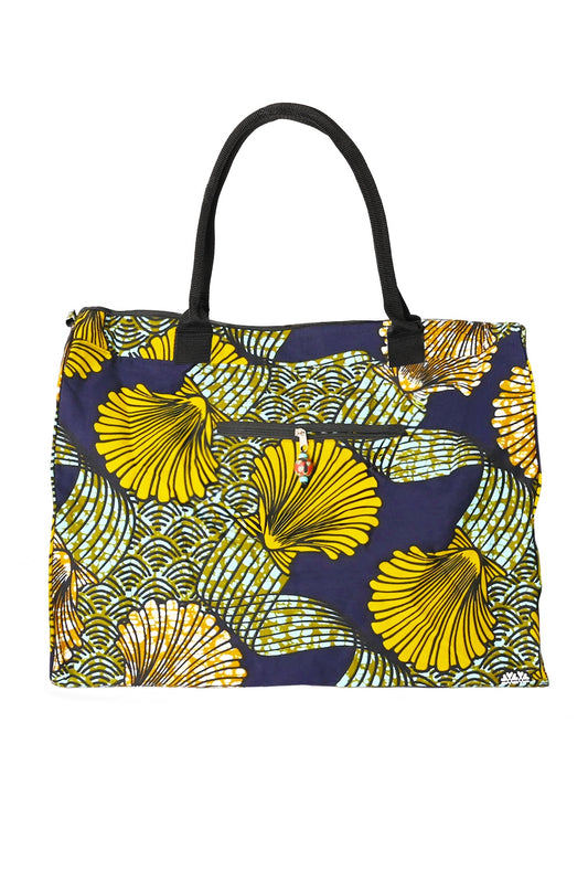 African Wax Cloth Overnighter Duffle Bag - One of a Kind