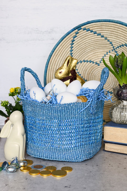 Blue Lace Weave Square Sisal Baskets