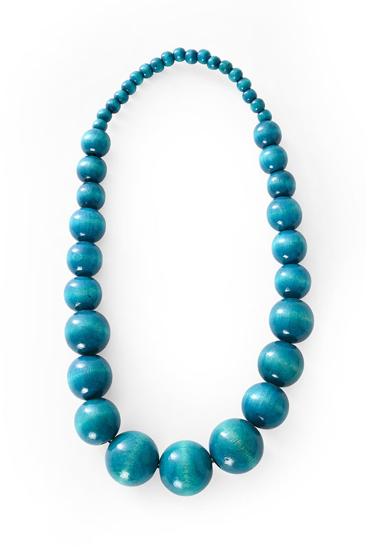 Wooden Bauble Necklace - Teal