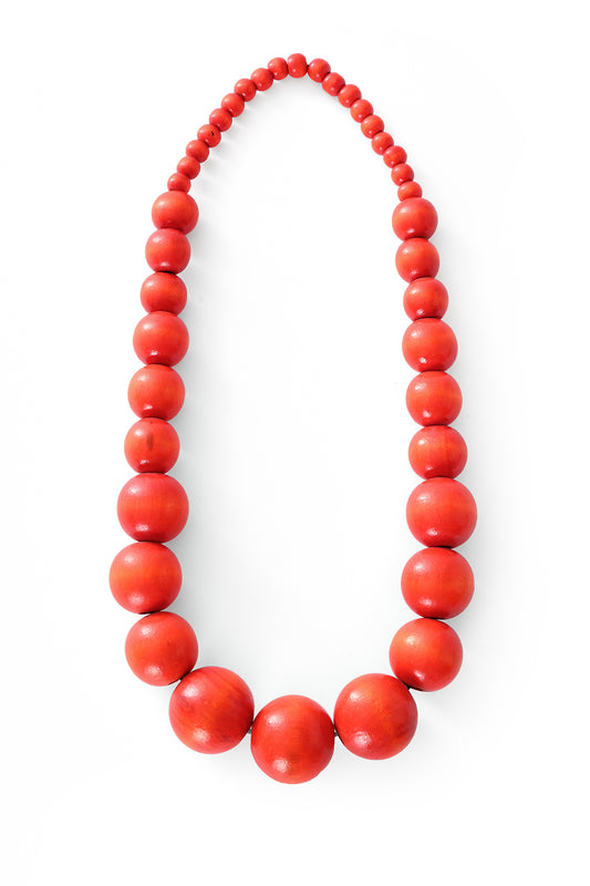 Wooden Bauble Necklace - Red