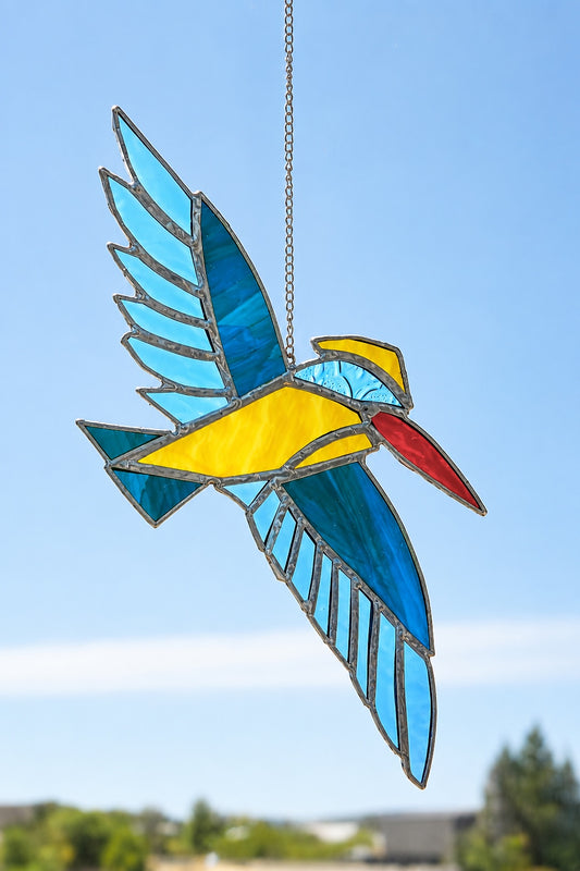 Stained Glass In-Flight King Fisher Light Catcher
