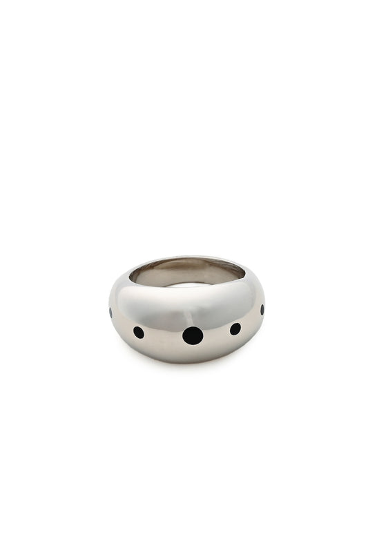 Kenyan Silvertone Chunky Dot Ring