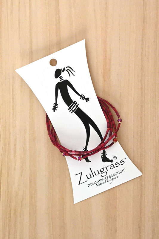 The Leakey Collection Zulugrass Single Strand - Burgundy