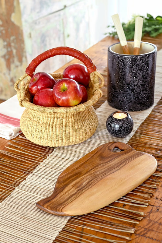 Creamy White African Twig & Mudcloth Table Runner
