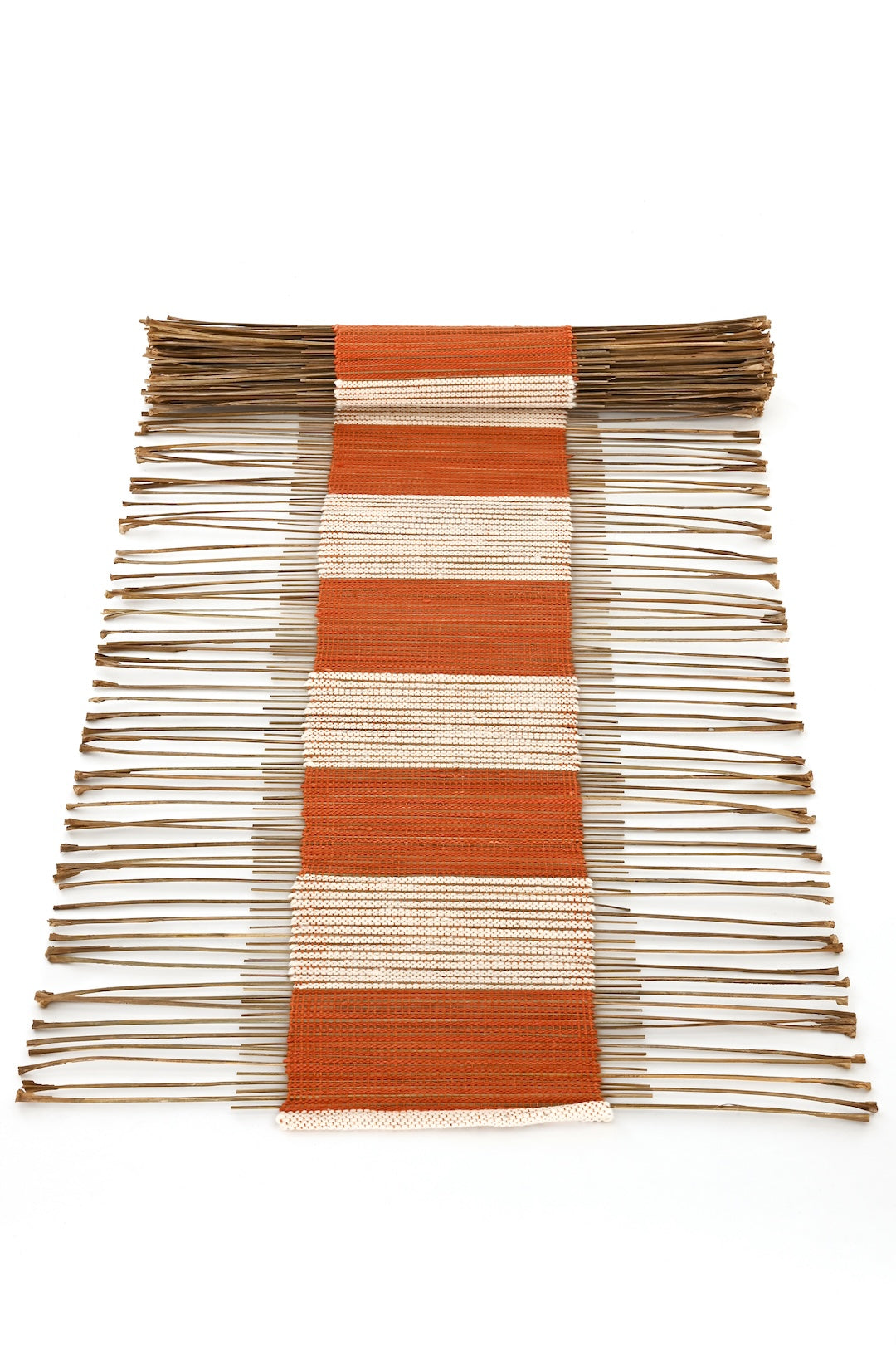 Terracotta Stripe Twig Table Runner - One of a Kind
