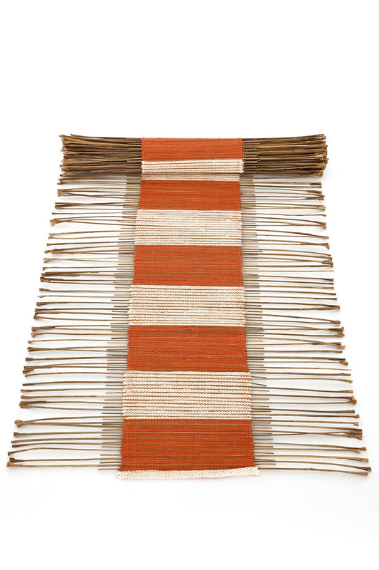 Terracotta Stripe Twig Table Runner - One of a Kind
