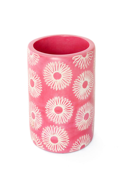 Pink Blossom Soapstone Pencil Cup or Vase