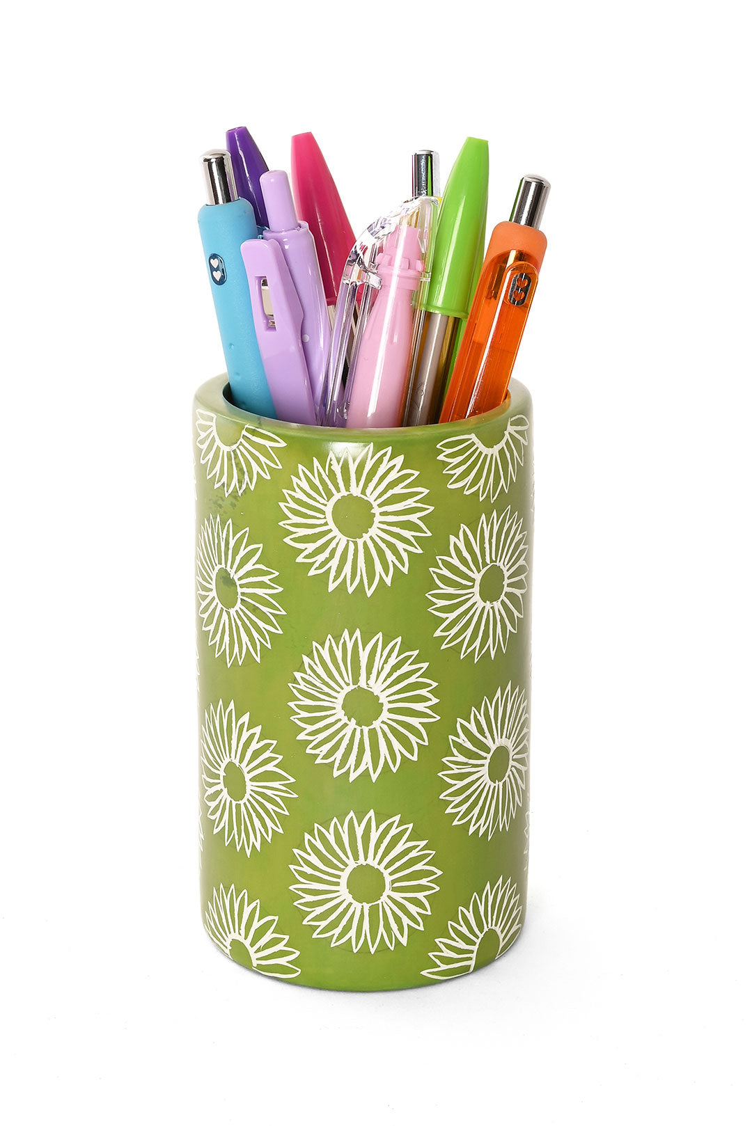 Green Blossom Soapstone Pencil Cup or Vase