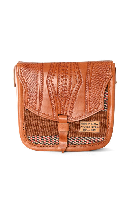 Sisal and Leather Crossbody Purse - Mombasa Spice Market