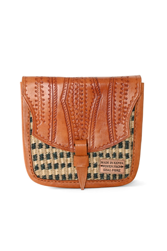 Sisal and Leather Crossbody Purse - Nairobi Nights
