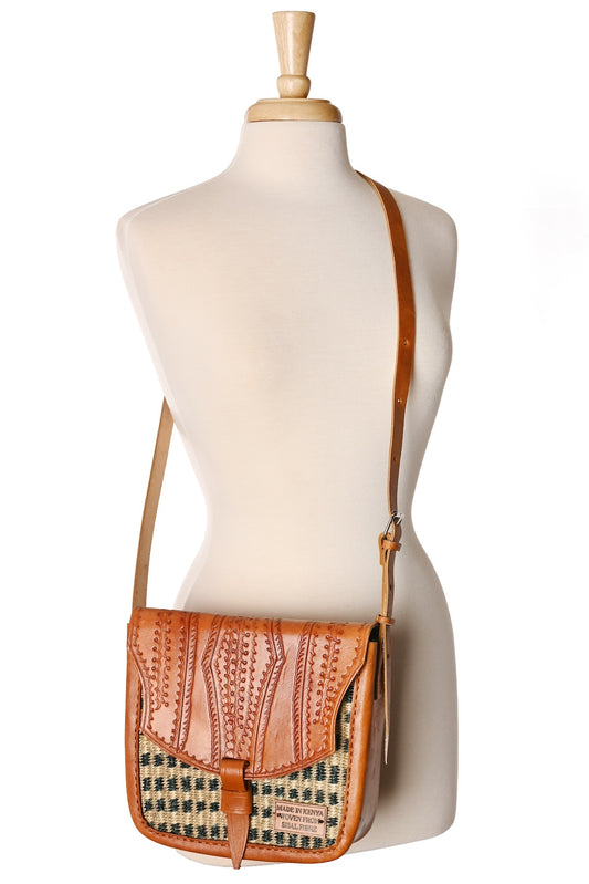 Sisal and Leather Crossbody Purse - Nairobi Nights