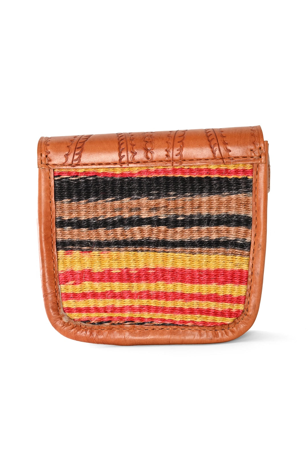 Sisal and Leather Crossbody Purse - Serengeti Sunset