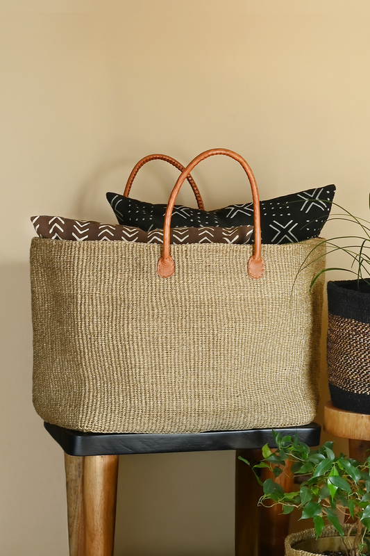 Super Jumbo Sisal Tote - Khaki