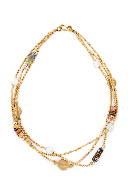 Sanaa Brass and Recycled Glass Necklace – One of a Kind