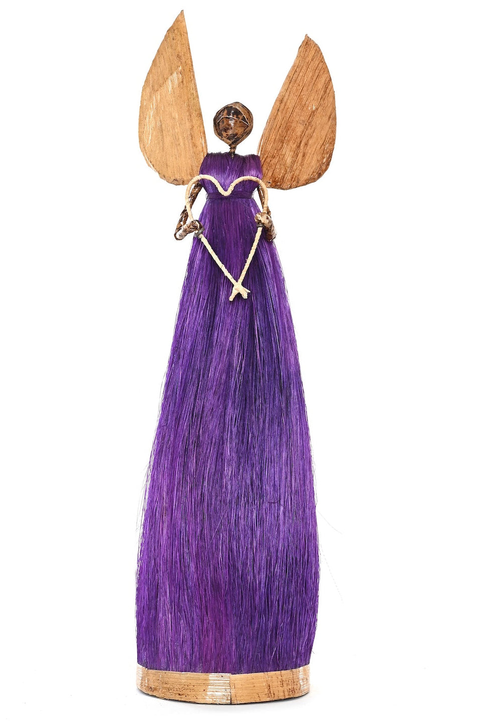 13" Purple Sisal Angel of Love Holiday Sculpture