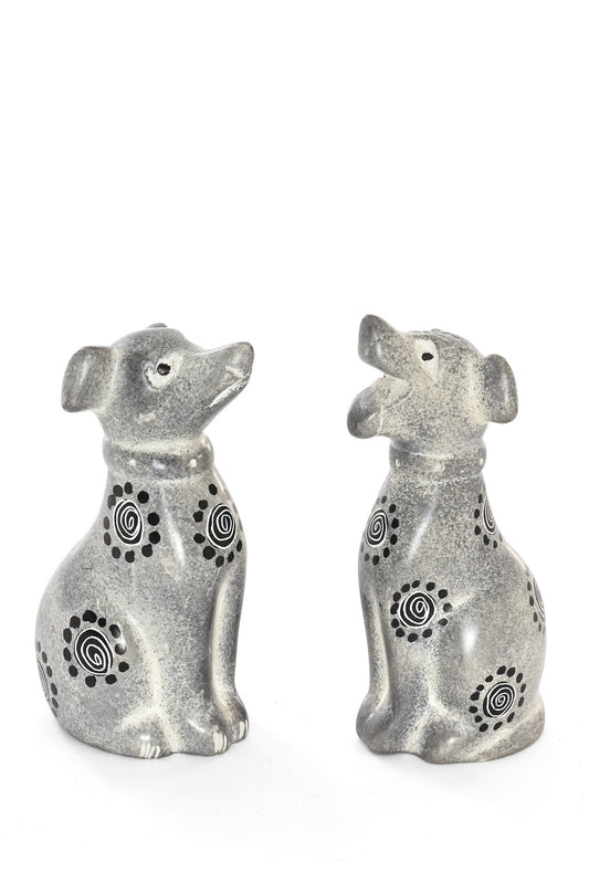 Small Gray Soapstone Dog Sculpture