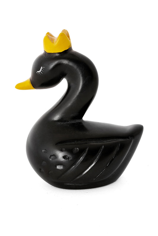 Regal Black Kenyan Soapstone Swan Sculpture