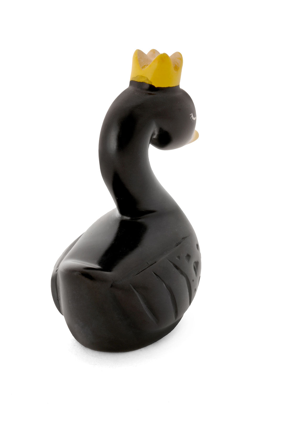 Regal Black Kenyan Soapstone Swan Sculpture