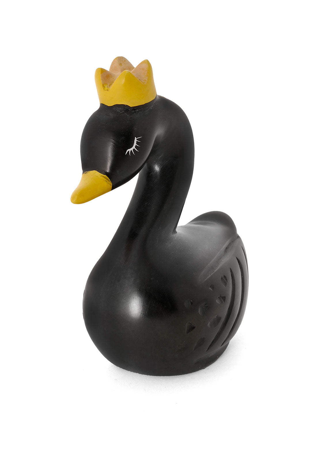 Regal Black Kenyan Soapstone Swan Sculpture