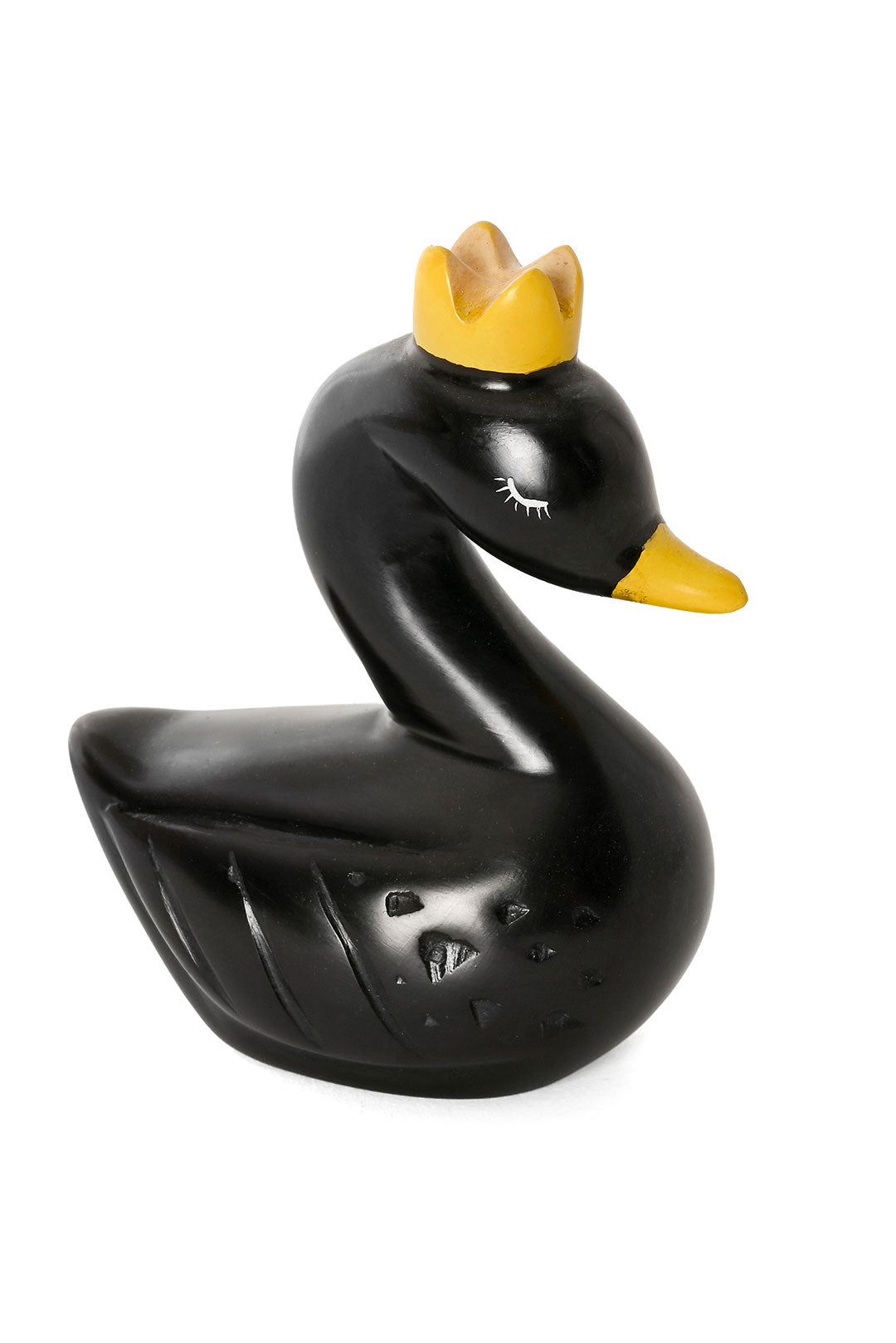 Regal Black Kenyan Soapstone Swan Sculpture
