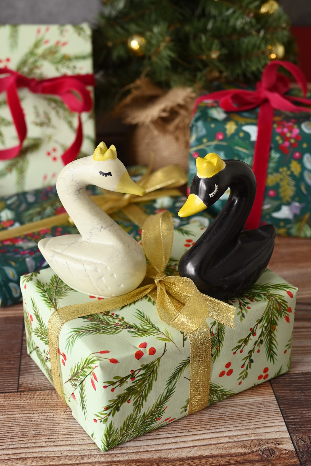 Regal White Kenyan Soapstone Swan Sculpture