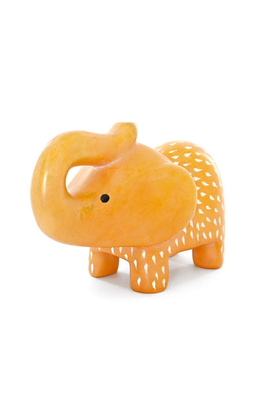 Sunny Yellow Soapstone Elephant Sculpture