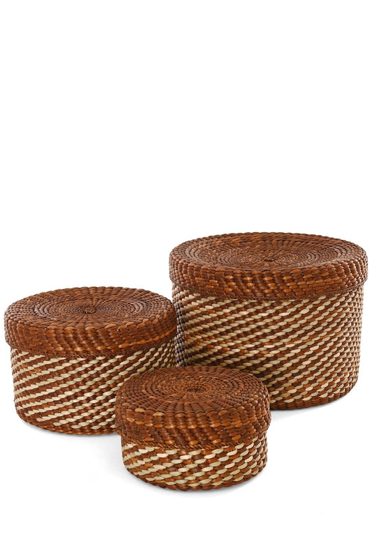 Set of 3 Milulu Reed Nesting Storage Baskets- One of a Kind