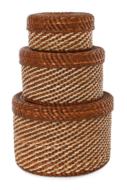 Set of 3 Milulu Reed Nesting Storage Baskets- One of a Kind