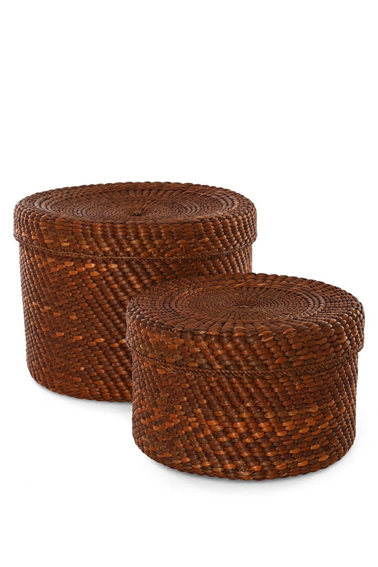 Set of 2 Milulu Reed Nesting Storage Baskets- One of a Kind