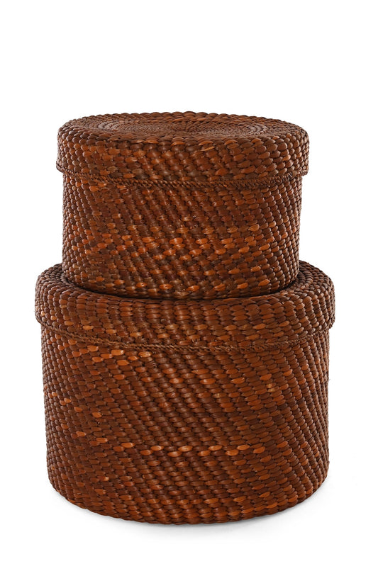 Set of 2 Milulu Reed Nesting Storage Baskets- One of a Kind