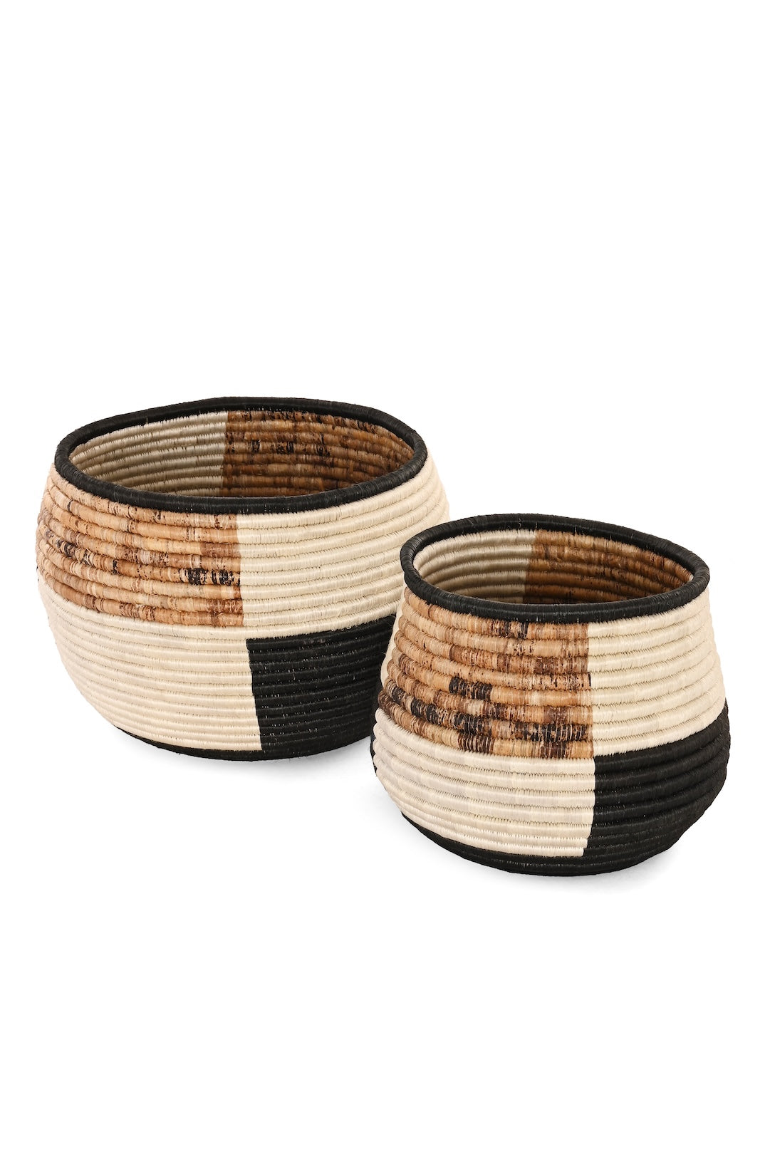 Rwandan Neutral Color Block Basket Set