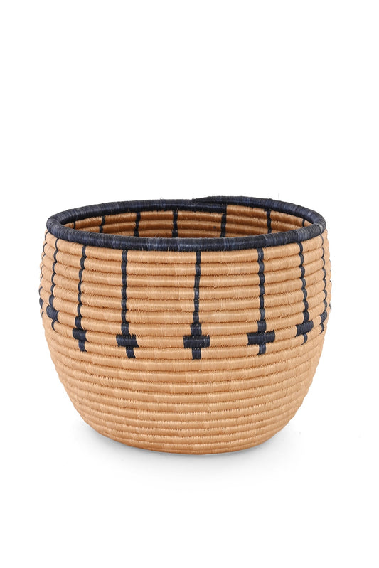 Rwandan Tan and Blue Arrow Basket