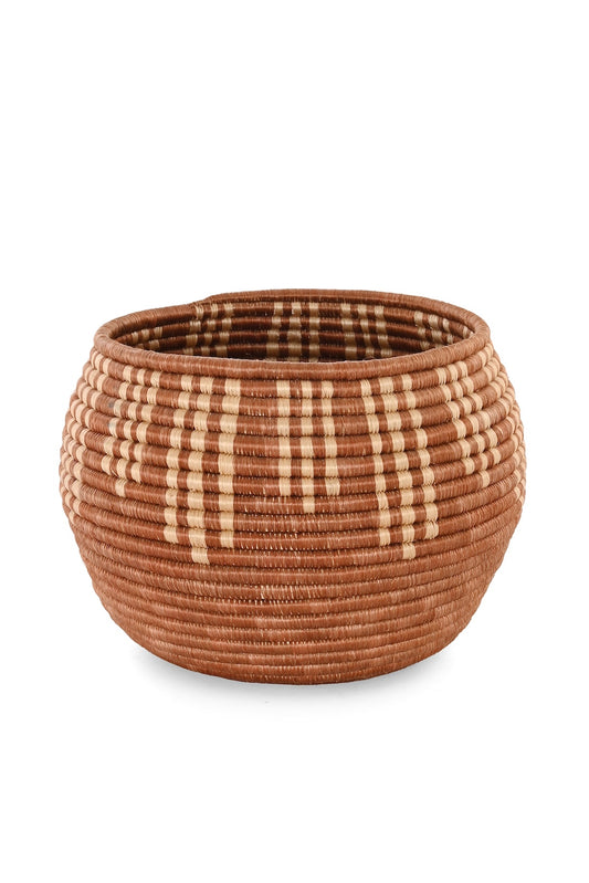 Rwandan Brown and Natural Ray Basket