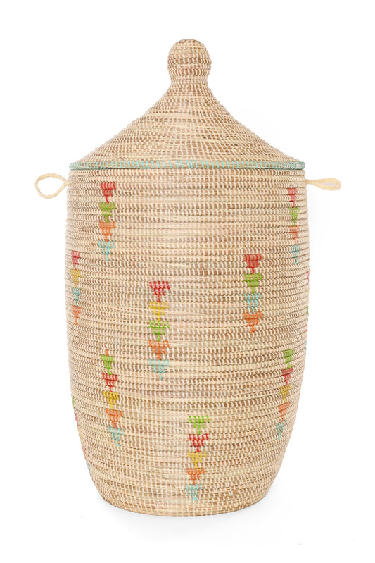 Cream Hamper with Rainbow Triangles - One of a Kind