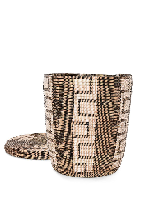 Flat Lid Hamper with ZigZag Block Design - One of a Kind